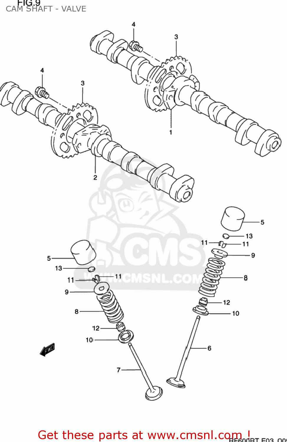 CAM SHAFT - VALVE RF600R 1994 (R) USA (E03)
