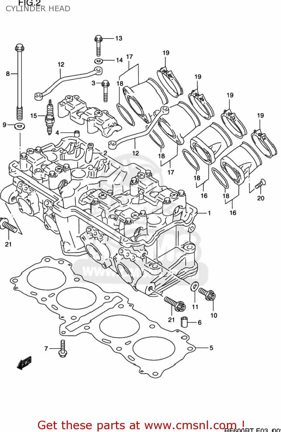 CYLINDER HEAD RF600R 1994 (R) USA (E03)