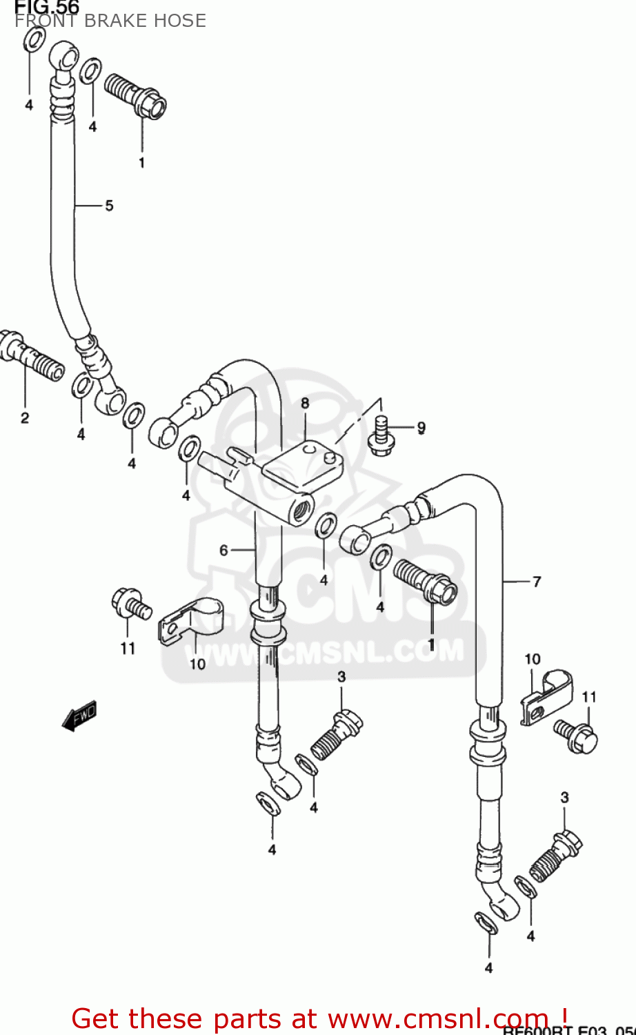 FRONT BRAKE HOSE RF600R 1994 (R) USA (E03)