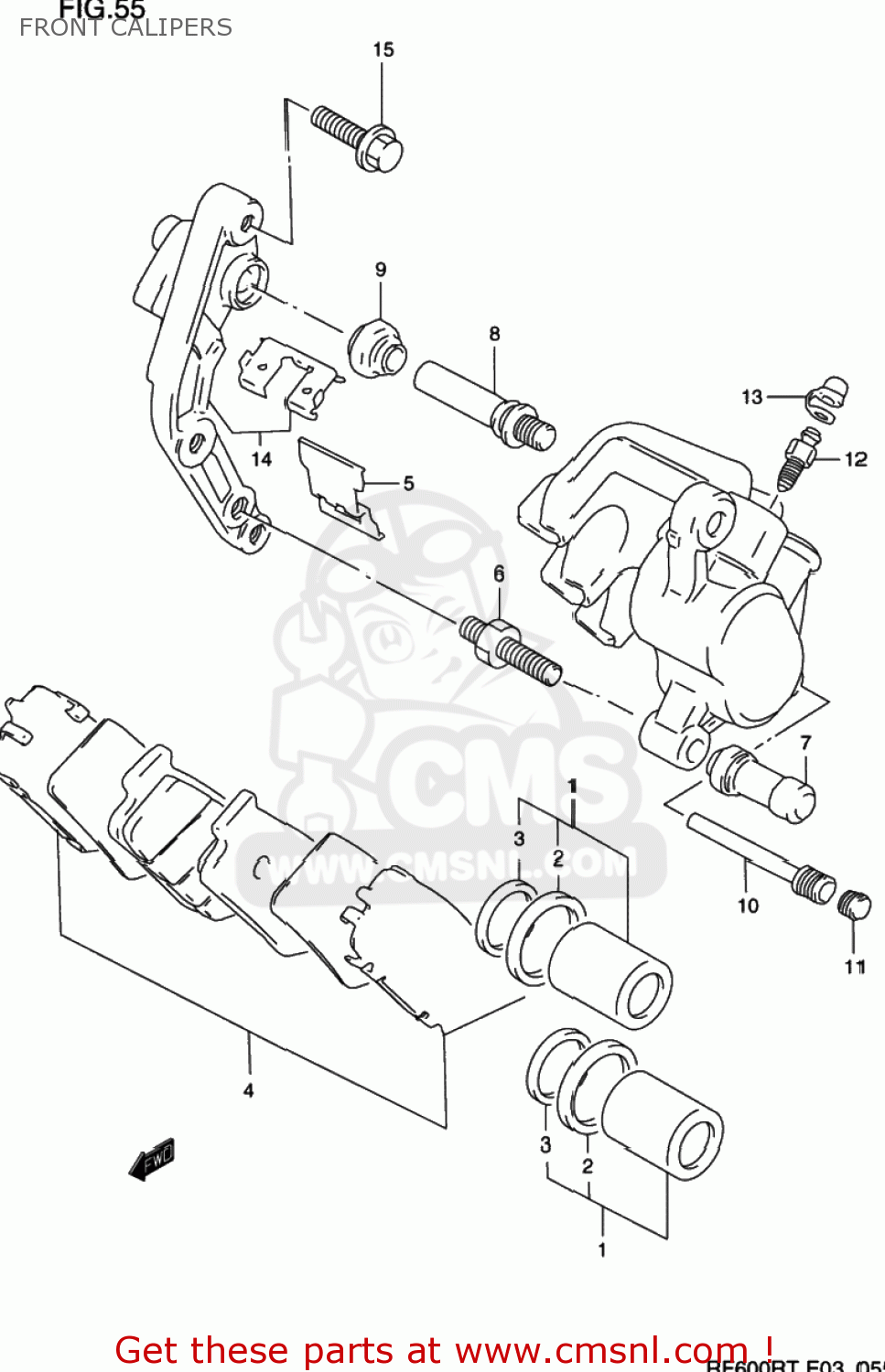FRONT CALIPERS RF600R 1994 (R) USA (E03)