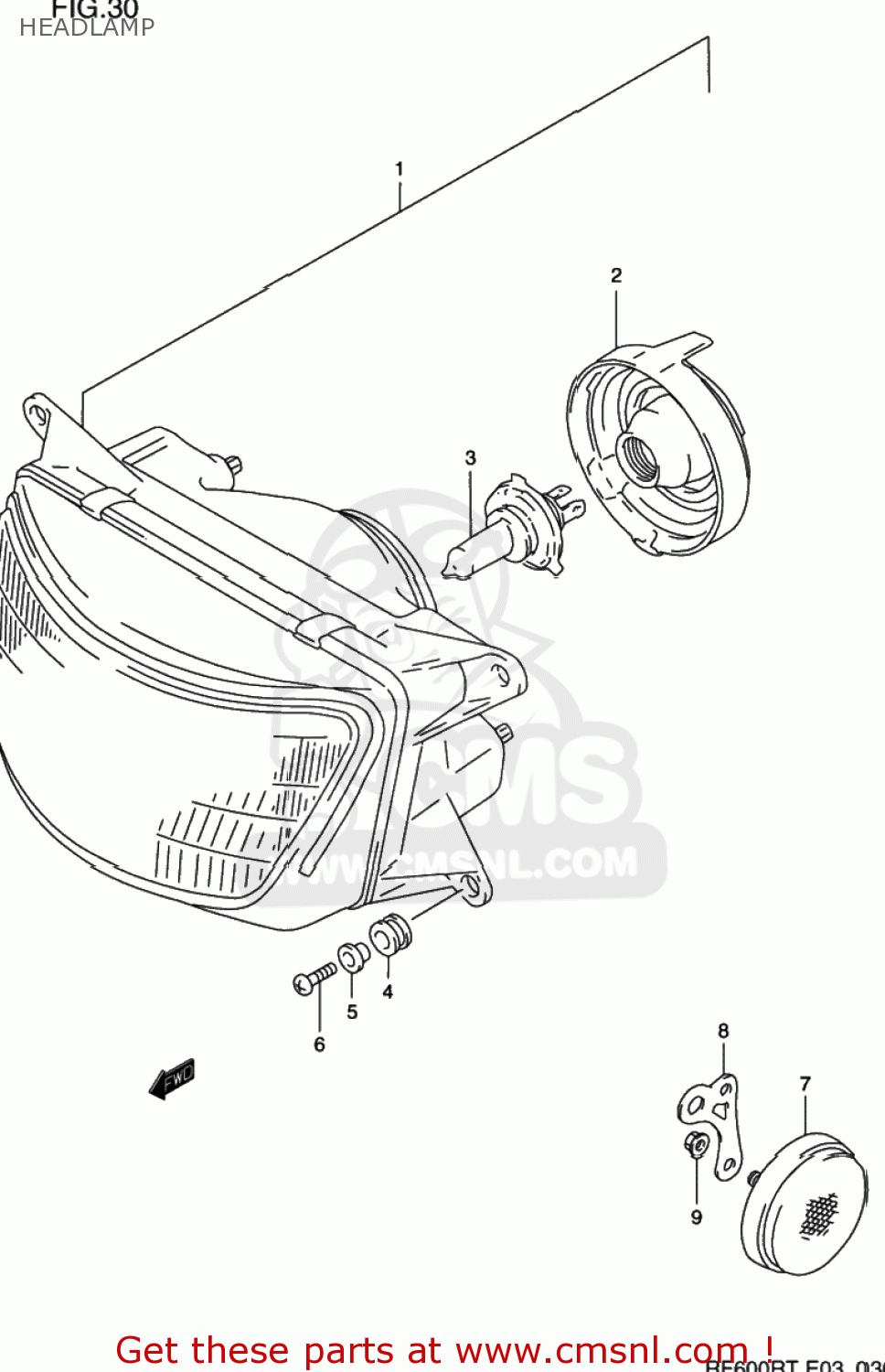 HEADLAMP RF600R 1994 (R) USA (E03)