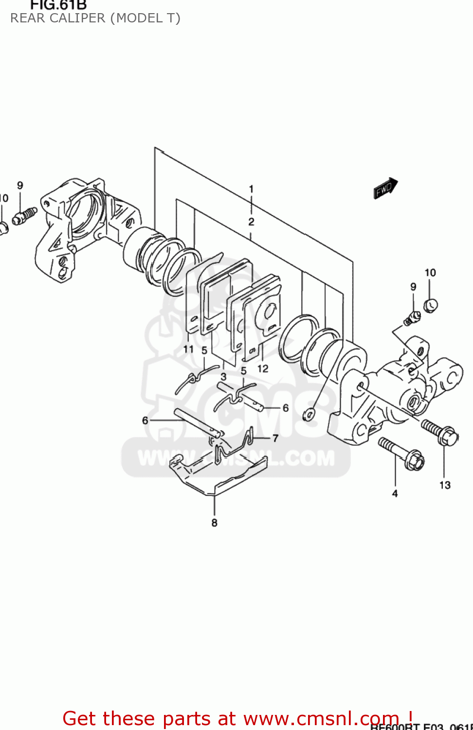 REAR CALIPER (MODEL T) RF600R 1994 (R) USA (E03)