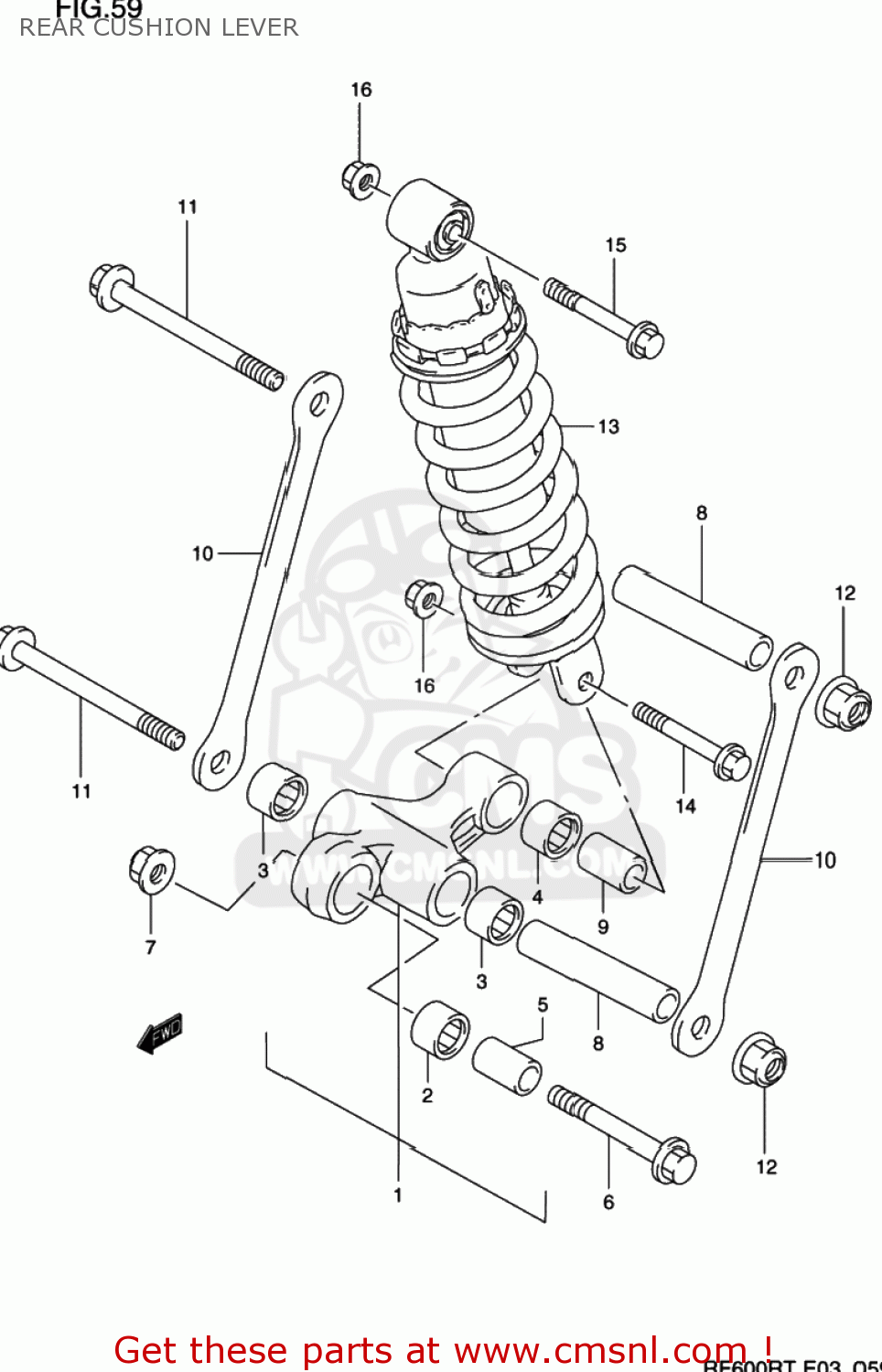 REAR CUSHION LEVER RF600R 1994 (R) USA (E03)
