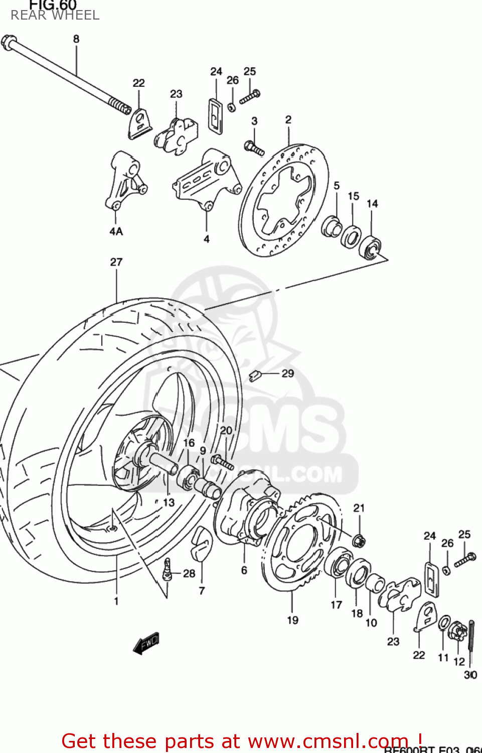 REAR WHEEL RF600R 1994 (R) USA (E03)