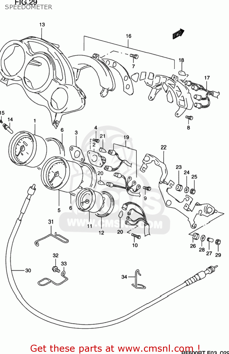 SPEEDOMETER RF600R 1994 (R) USA (E03)
