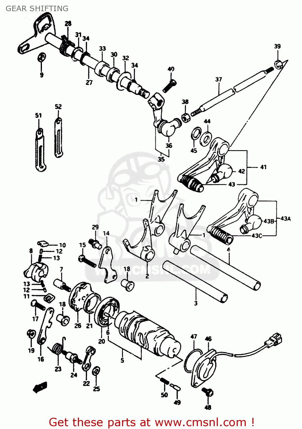 GEAR SHIFTING RF600R 1995 (S) (E02 E04 E18 E22 E24 E25 E34 E37)