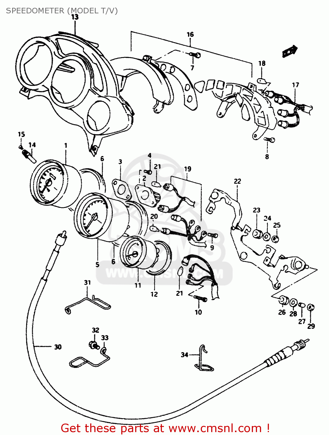 SPEEDOMETER (MODEL T/V) RF600R 1995 (S) (E02 E04 E18 E22 E24 E25 E34 E37)
