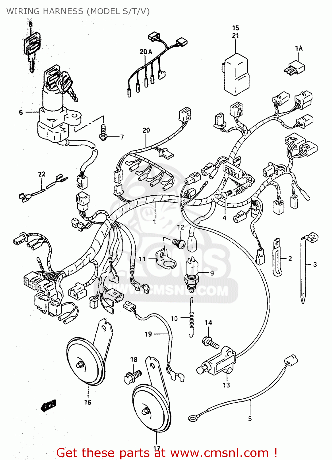 WIRING HARNESS (MODEL S/T/V) RF600R 1995 (S) (E02 E04 E18 E22 E24 E25 E34 E37)