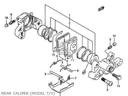 REAR CALIPER (MODEL T/V) - RF600R 1995 (S) (E02 E04 E18 E22 E24 E25 E34 E37)