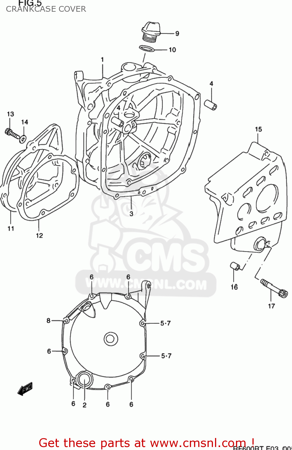 CRANKCASE COVER RF600R 1995 (S) USA (E03)
