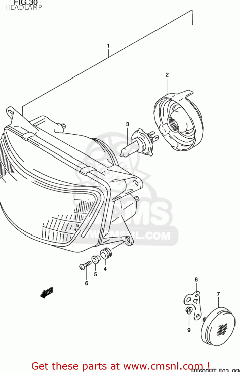 HEADLAMP RF600R 1995 (S) USA (E03)
