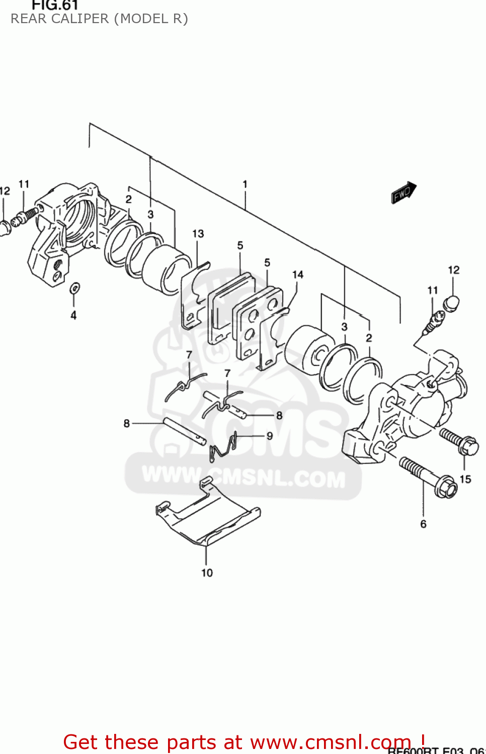 REAR CALIPER (MODEL R) RF600R 1995 (S) USA (E03)