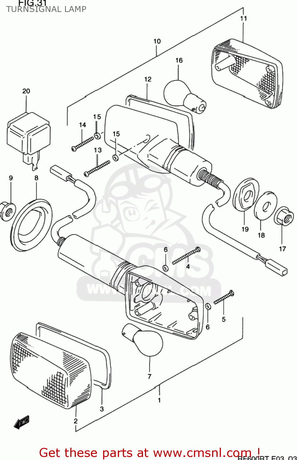 TURNSIGNAL LAMP RF600R 1995 (S) USA (E03)