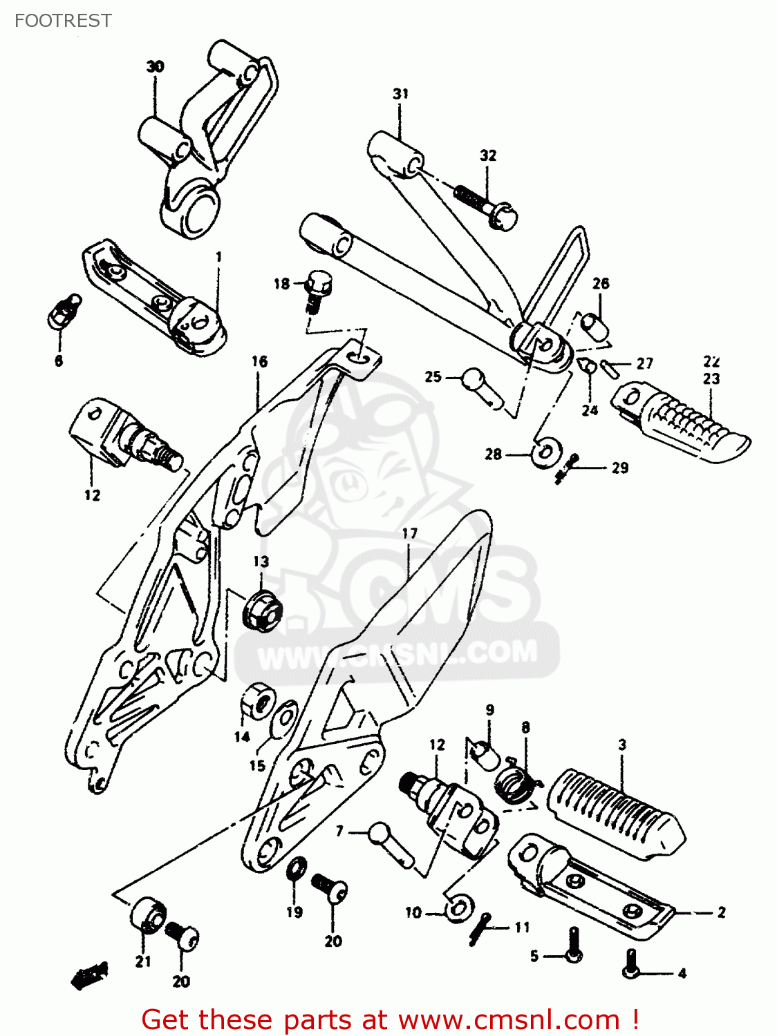 FOOTREST RF600R 1996 (T) (E02 E04 E22 E24 E25 E34 E37)