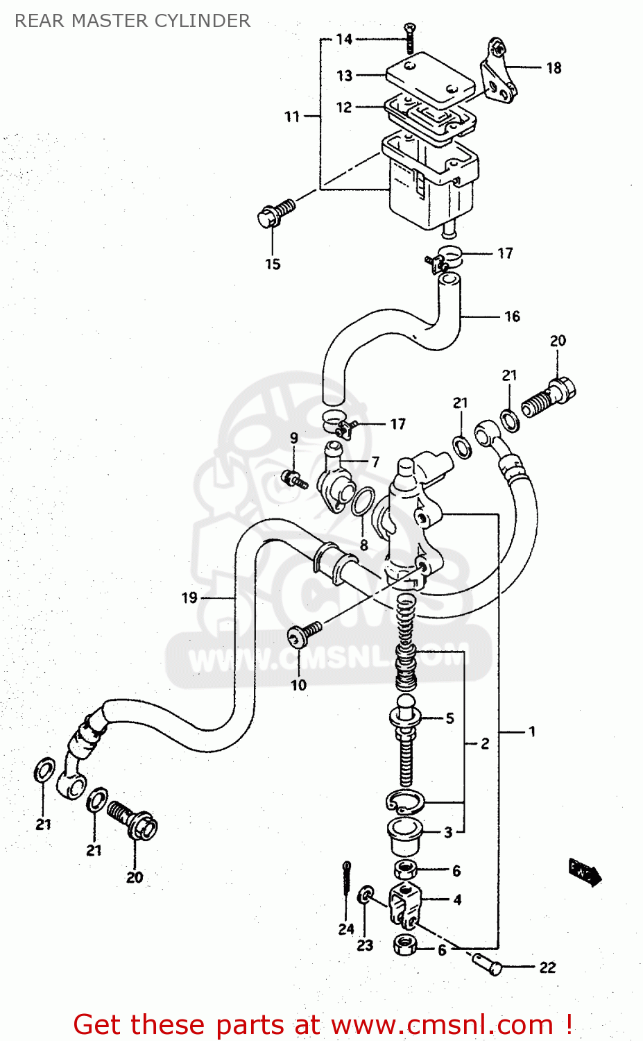 REAR MASTER CYLINDER RF600R 1996 (T) (E02 E04 E22 E24 E25 E34 E37)