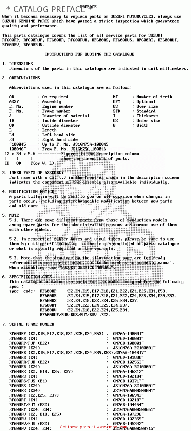 * CATALOG PREFACE * RF600R 1996 (T) (E02 E04 E22 E24 E25 E34 E37)