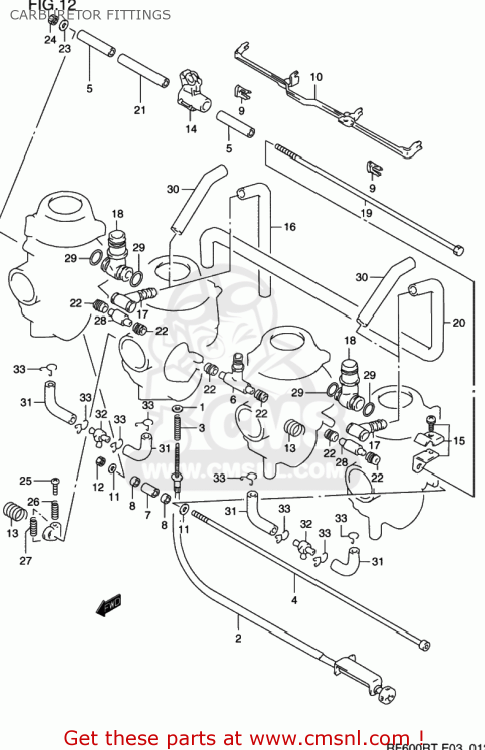 CARBURETOR FITTINGS RF600R 1996 (T) USA (E03)