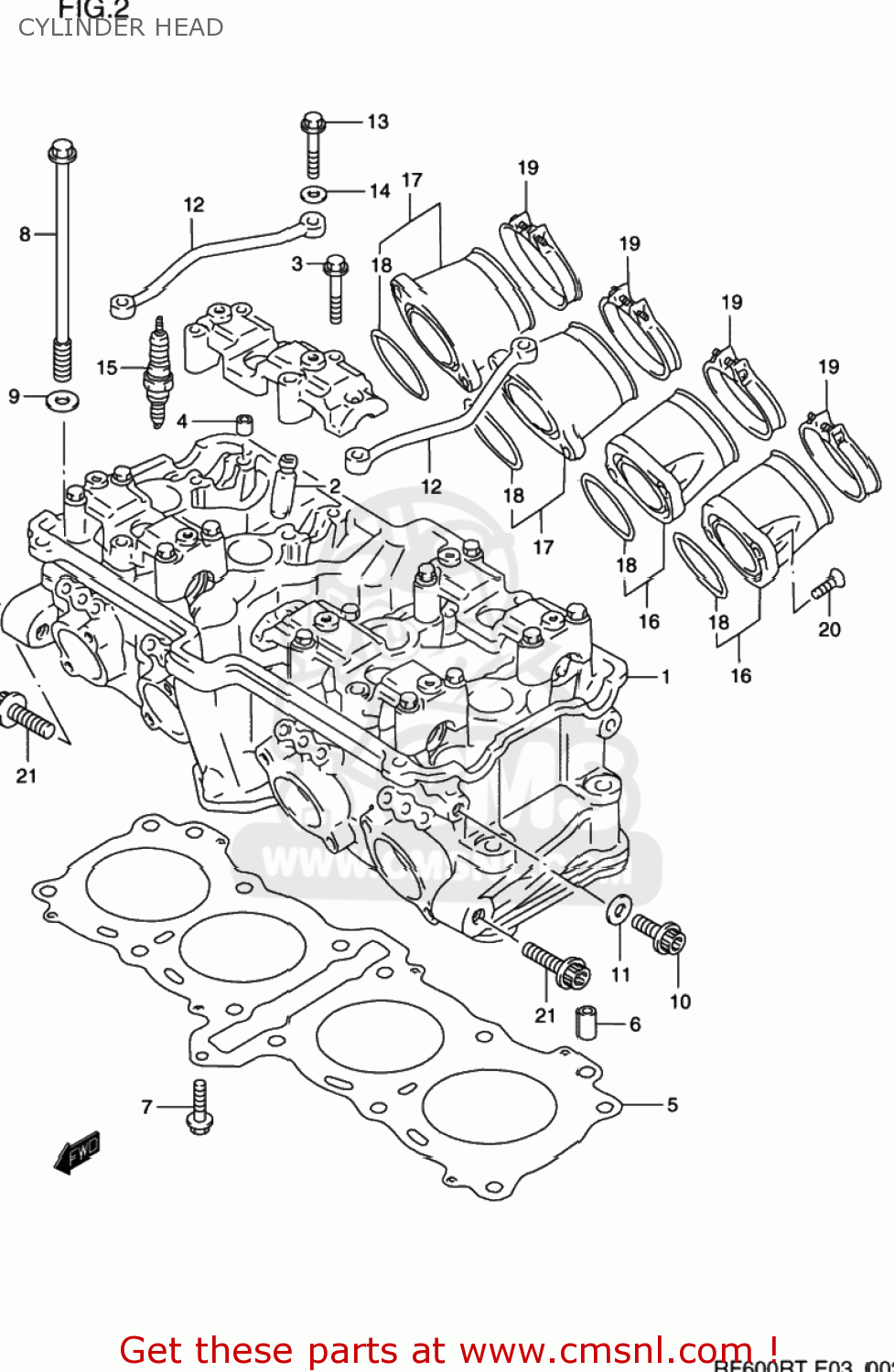 CYLINDER HEAD RF600R 1996 (T) USA (E03)