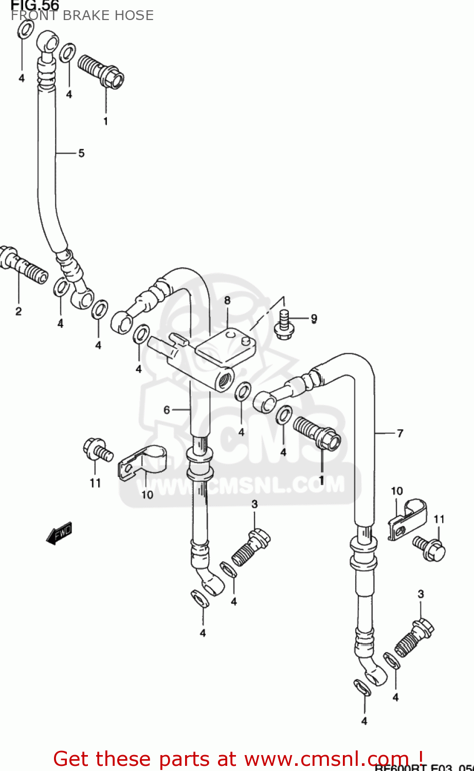 FRONT BRAKE HOSE RF600R 1996 (T) USA (E03)