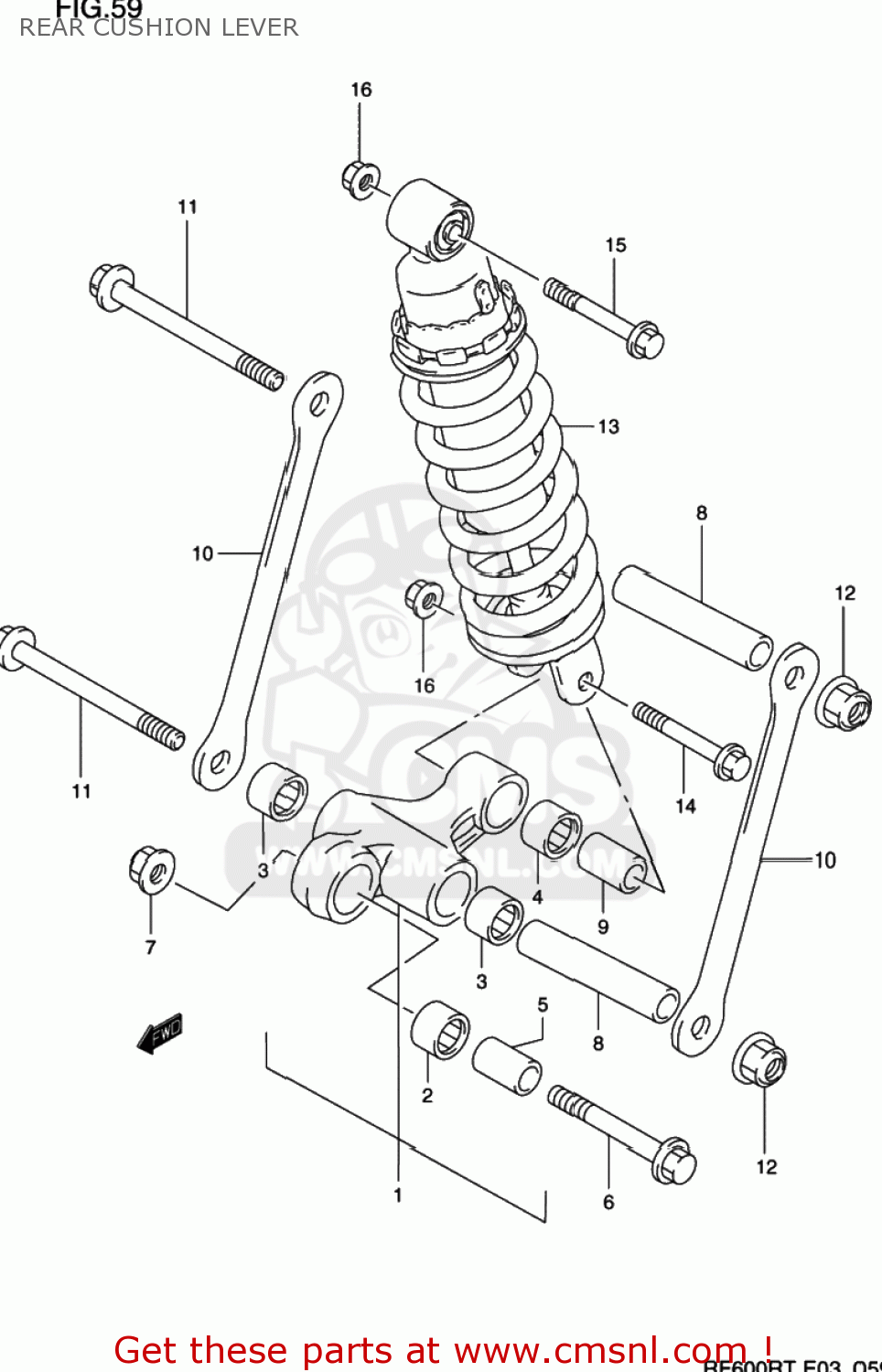 REAR CUSHION LEVER RF600R 1996 (T) USA (E03)