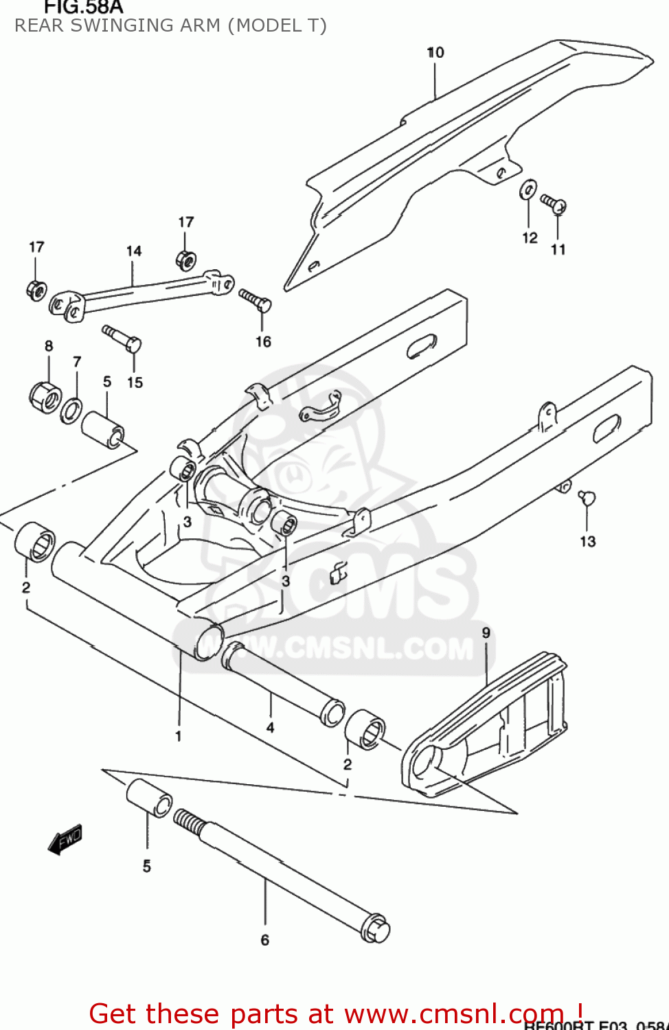 REAR SWINGING ARM (MODEL T) RF600R 1996 (T) USA (E03)