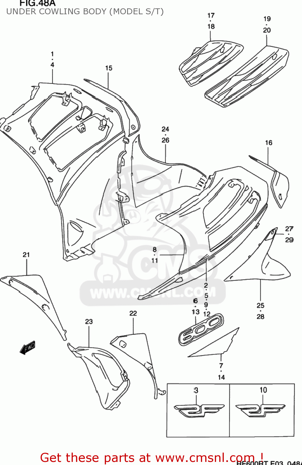 UNDER COWLING BODY (MODEL S/T) RF600R 1996 (T) USA (E03)