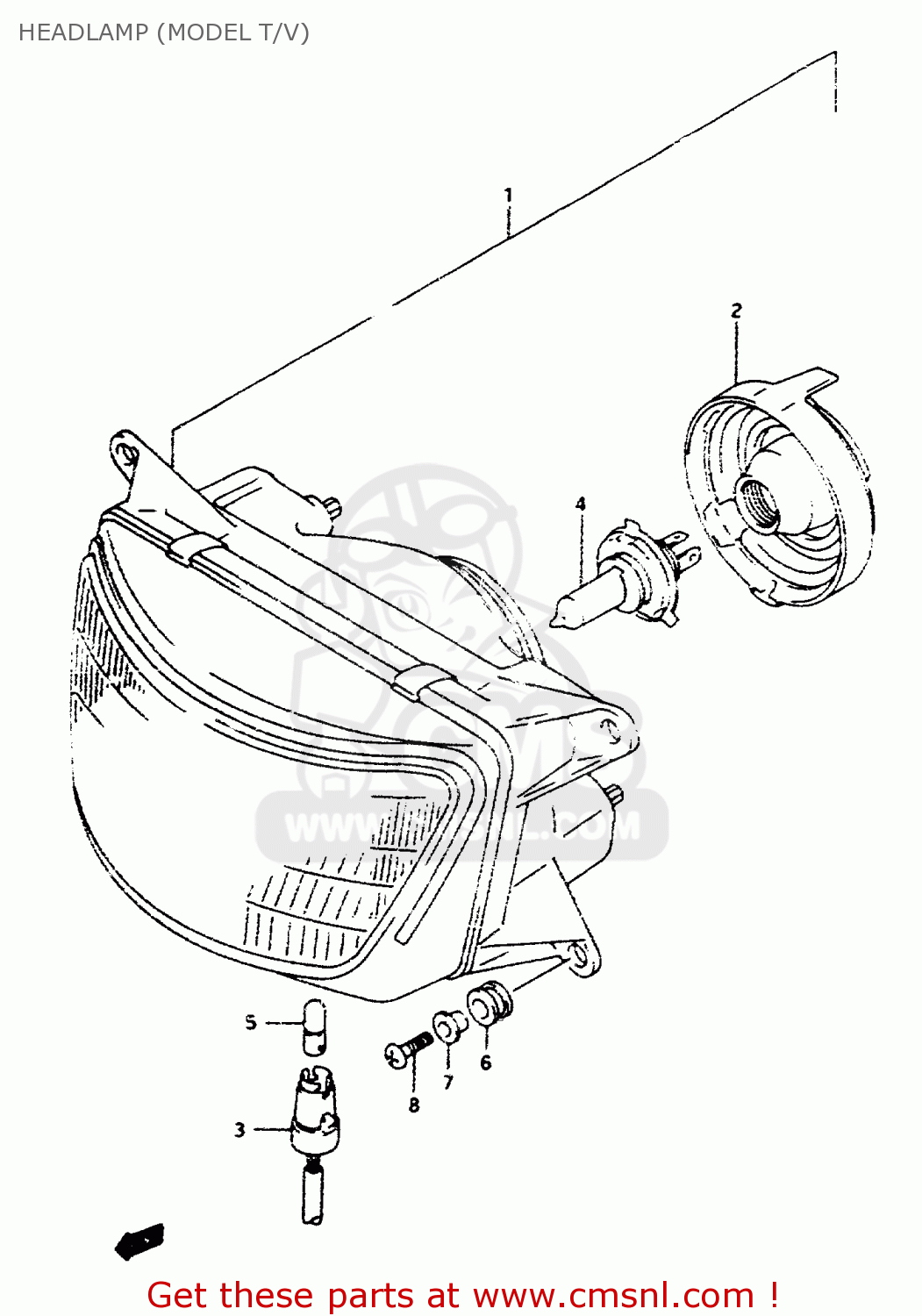 HEADLAMP (MODEL T/V) RF600R 1997 (V) (E02 E04 E18 E22 E24 E25 E34)
