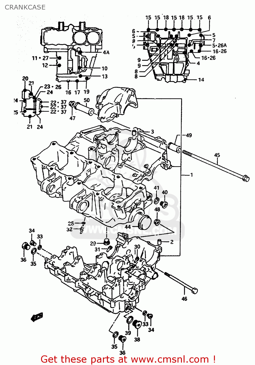 CRANKCASE RF600R 1997 (V) (E02 E04 E18 E22 E24 E25 E34)