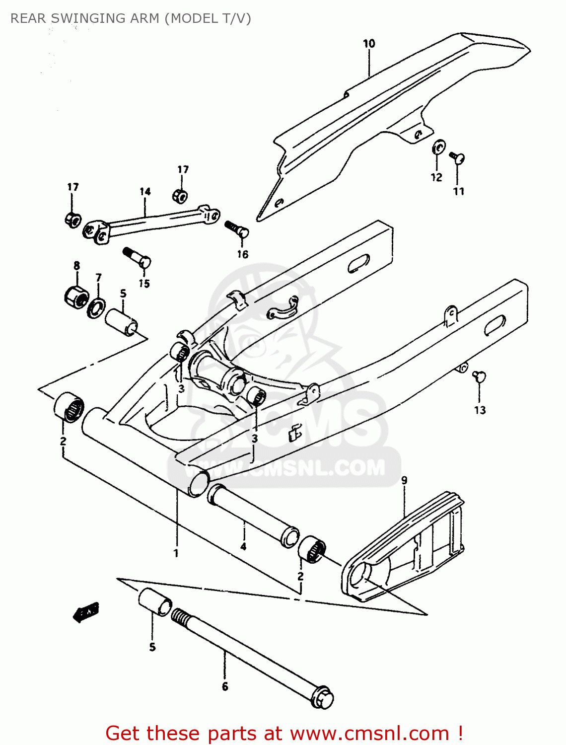 REAR SWINGING ARM (MODEL T/V) RF600R 1997 (V) (E02 E04 E18 E22 E24 E25 E34)