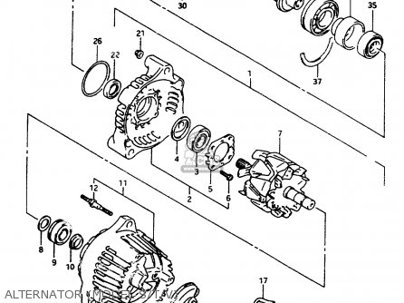 ALTERNATOR (MODEL S/T/V) - RF600R 1997 (V) (E02 E04 E18 E22 E24 E25 E34)