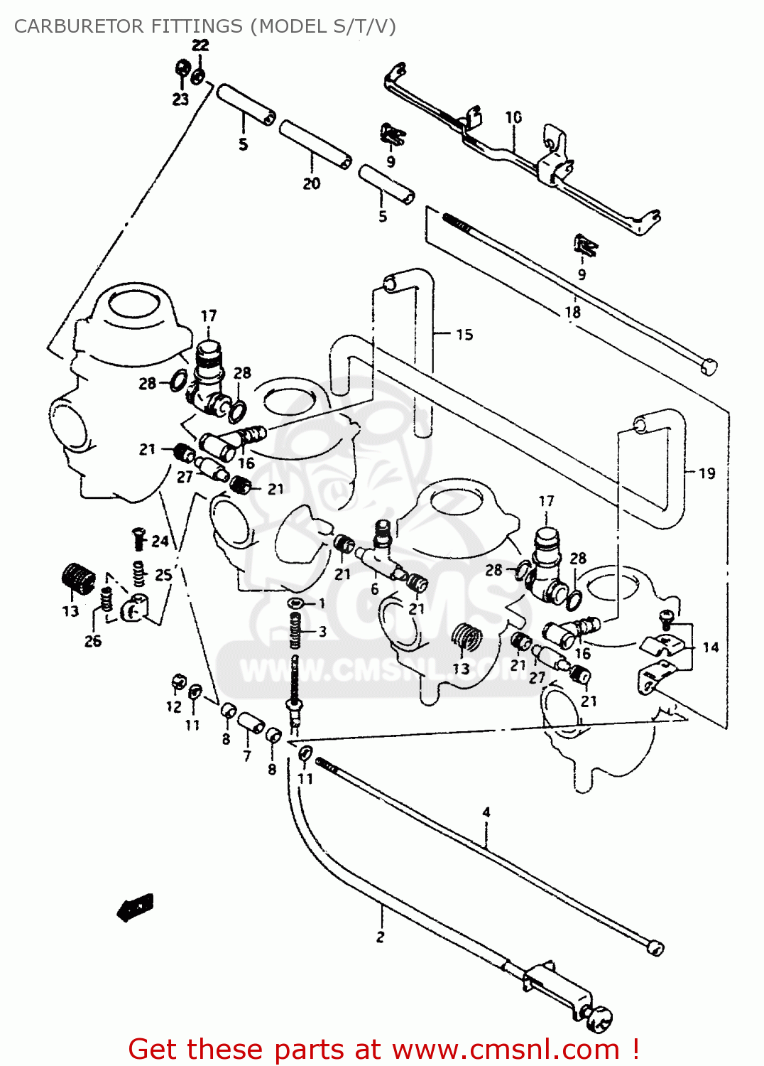 CARBURETOR FITTINGS (MODEL S/T/V) RF600RU 1993 (P) (E22)