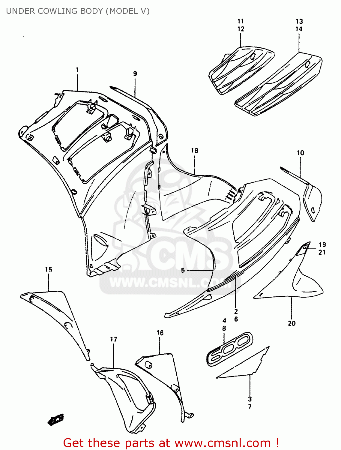 UNDER COWLING BODY (MODEL V) RF600RU 1993 (P) (E22)