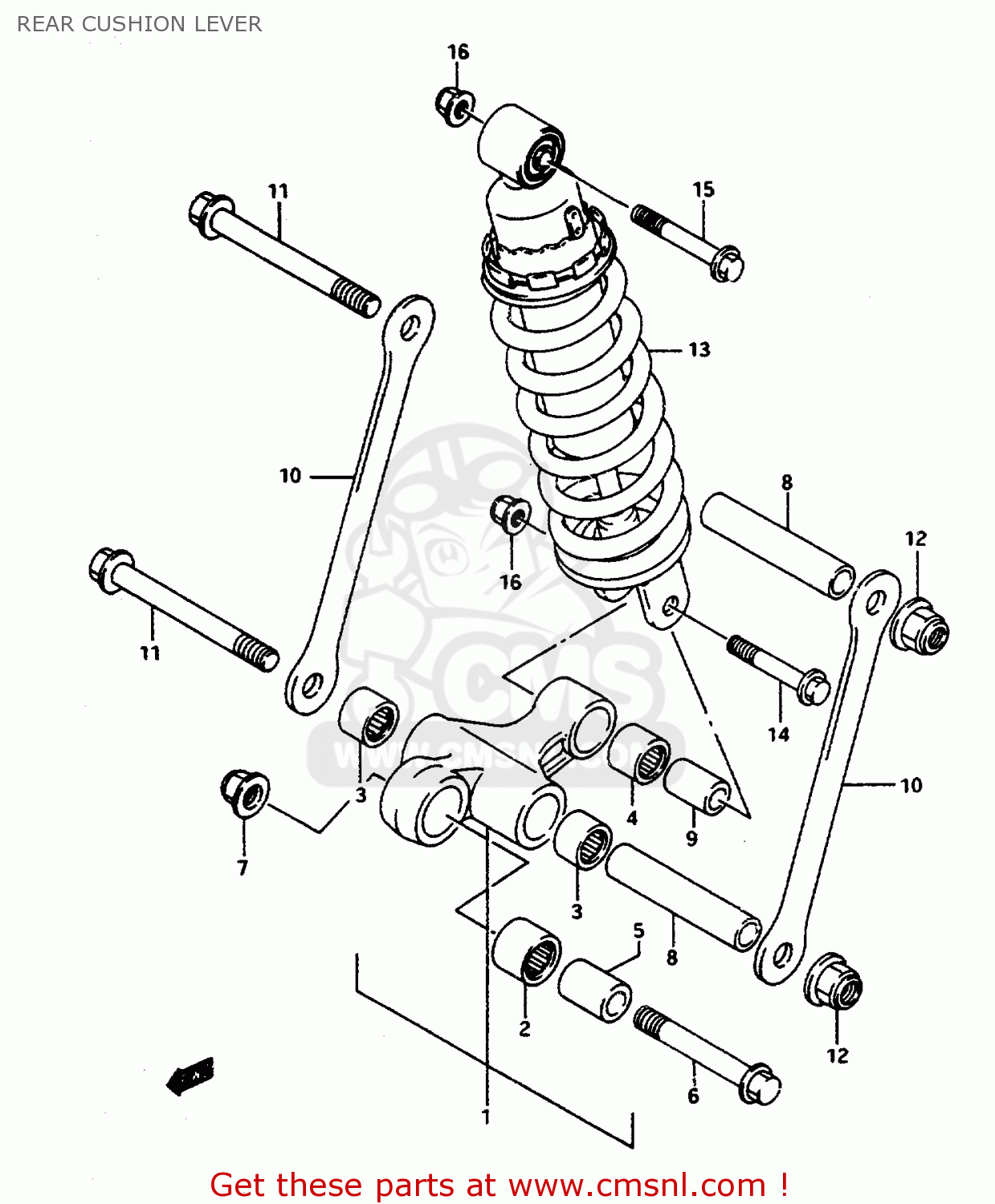 REAR CUSHION LEVER RF600RU 1995 (S) (E22)