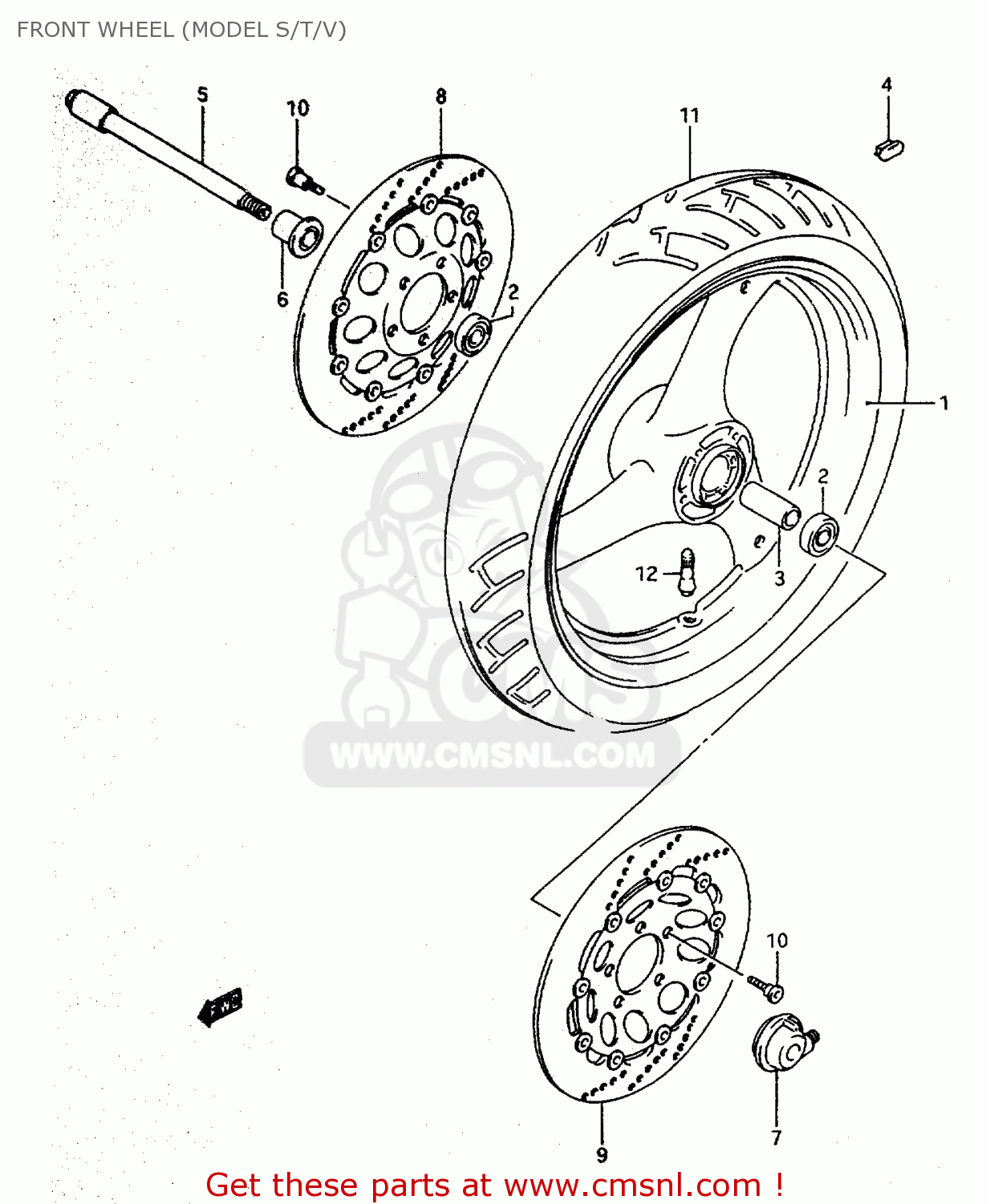 FRONT WHEEL (MODEL S/T/V) RF600RU 1996 (T) (E22)
