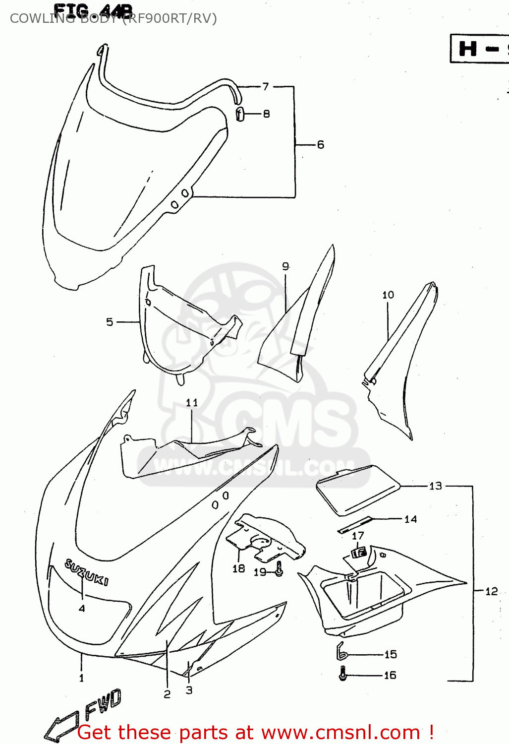 COWLING BODY (RF900RT/RV) RF900R 1994 (R) (E02 E04 E18 E22 E24 E25 E34 E39)