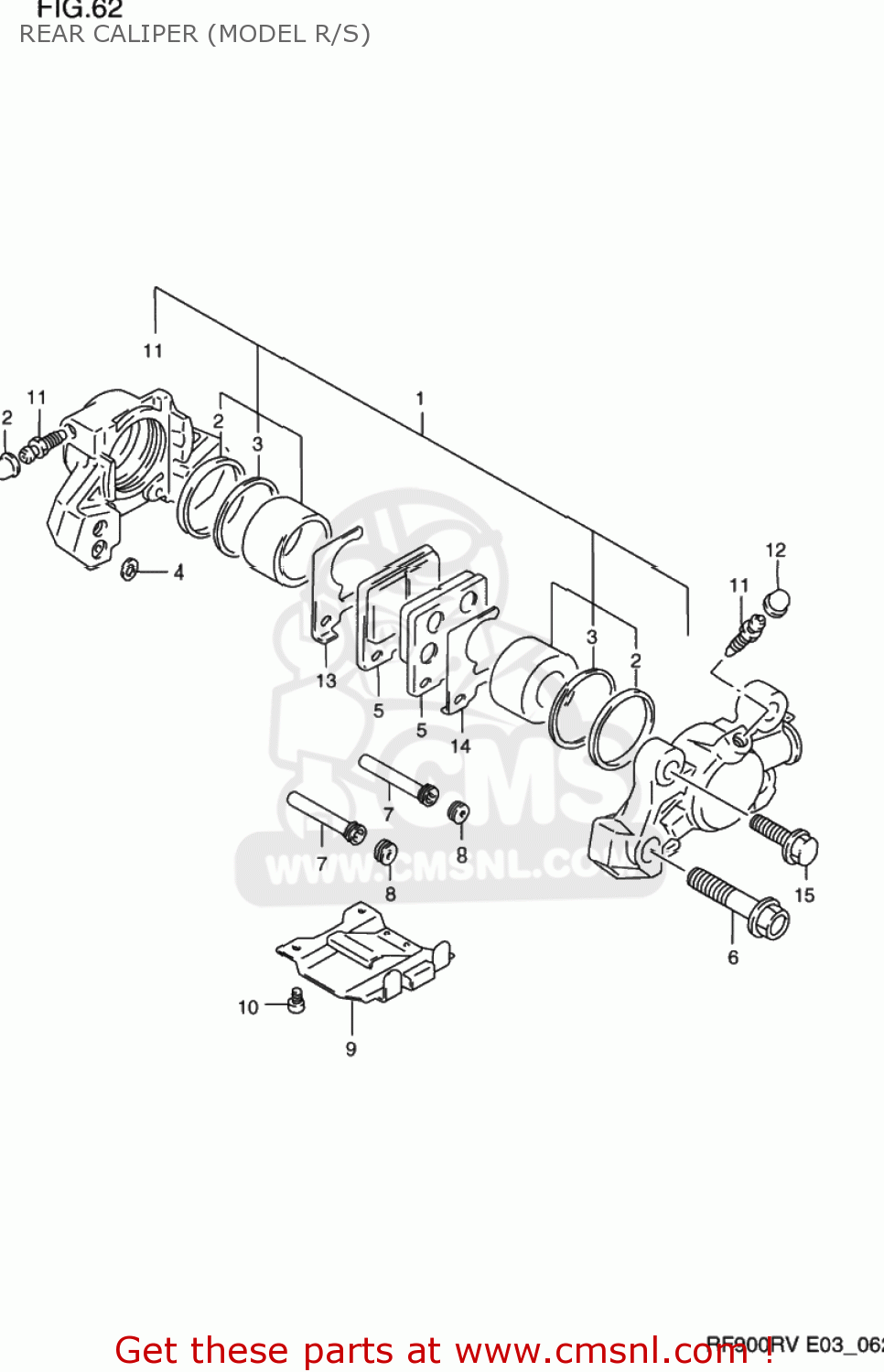 REAR CALIPER (MODEL R/S) RF900R 1994 (R) USA (E03)