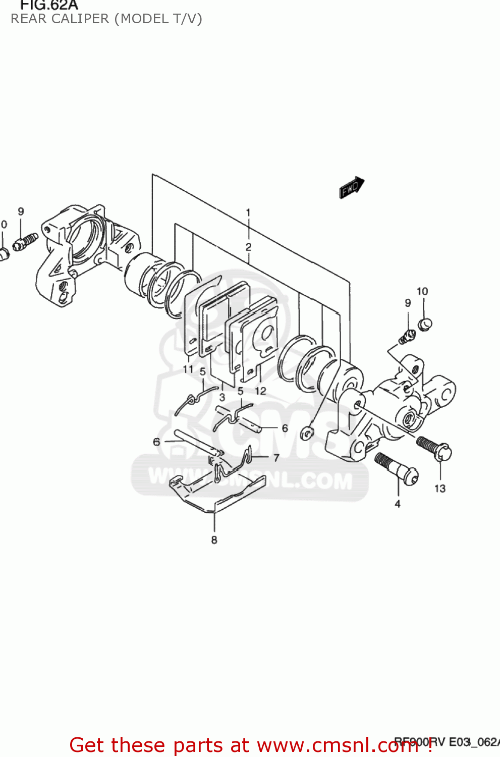 REAR CALIPER (MODEL T/V) RF900R 1994 (R) USA (E03)