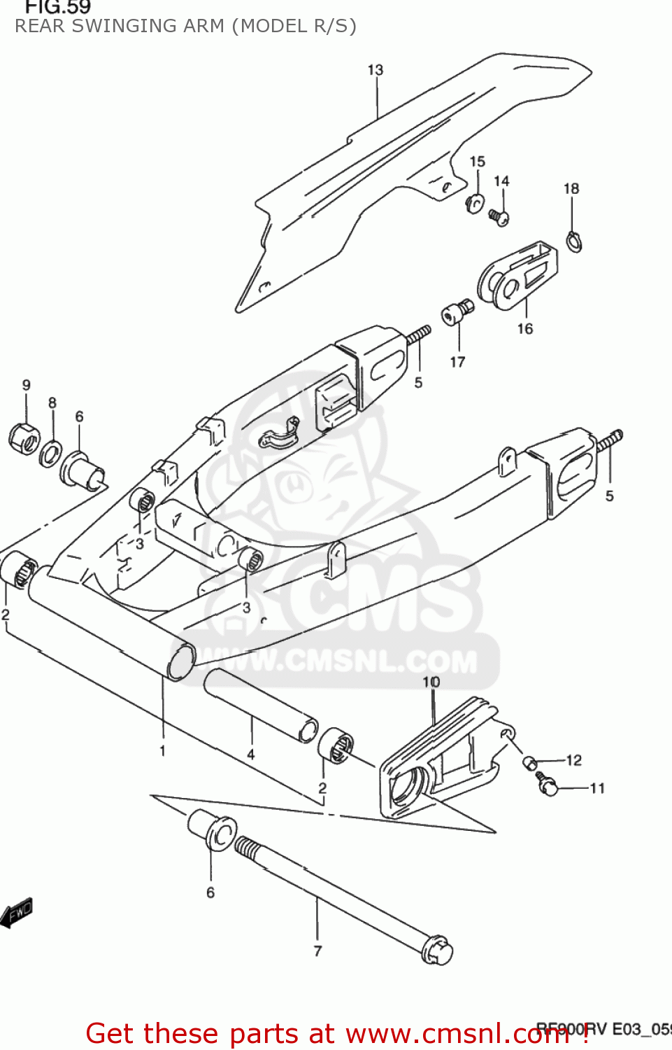 REAR SWINGING ARM (MODEL R/S) RF900R 1994 (R) USA (E03)