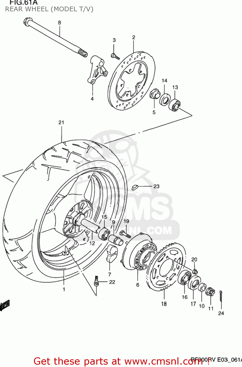 REAR WHEEL (MODEL T/V) RF900R 1994 (R) USA (E03)