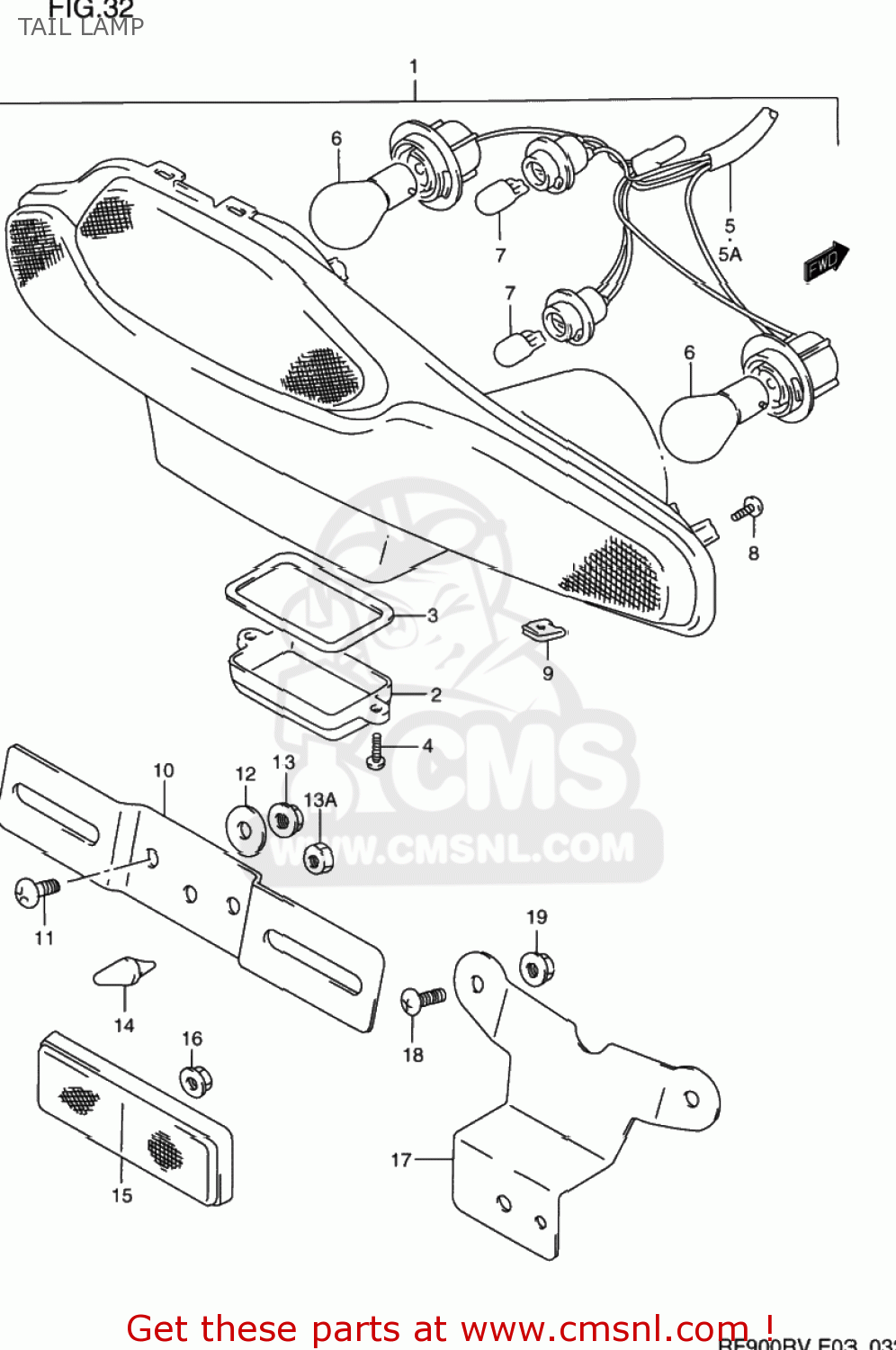 TAIL LAMP RF900R 1994 (R) USA (E03)
