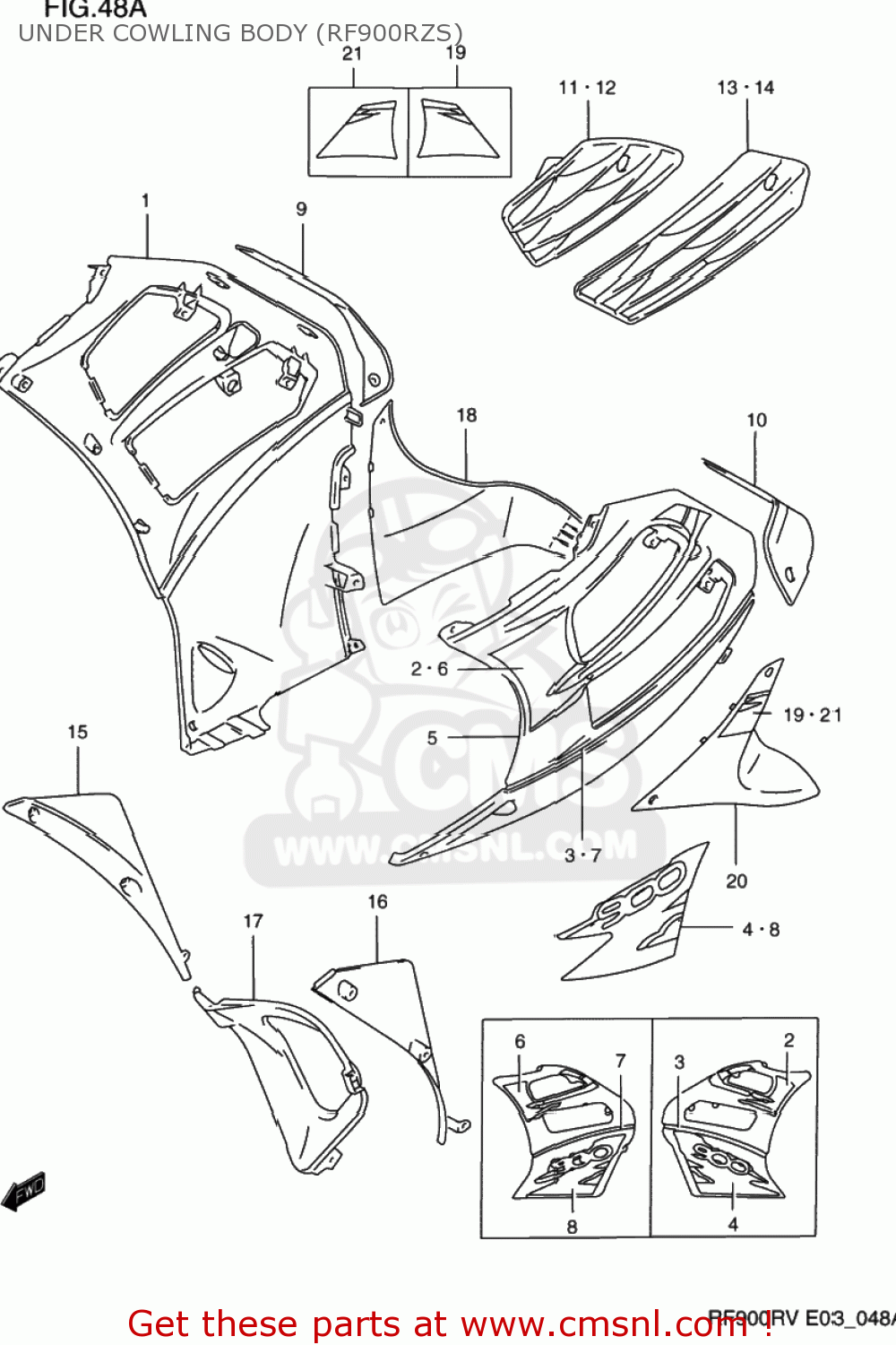 UNDER COWLING BODY (RF900RZS) RF900R 1994 (R) USA (E03)