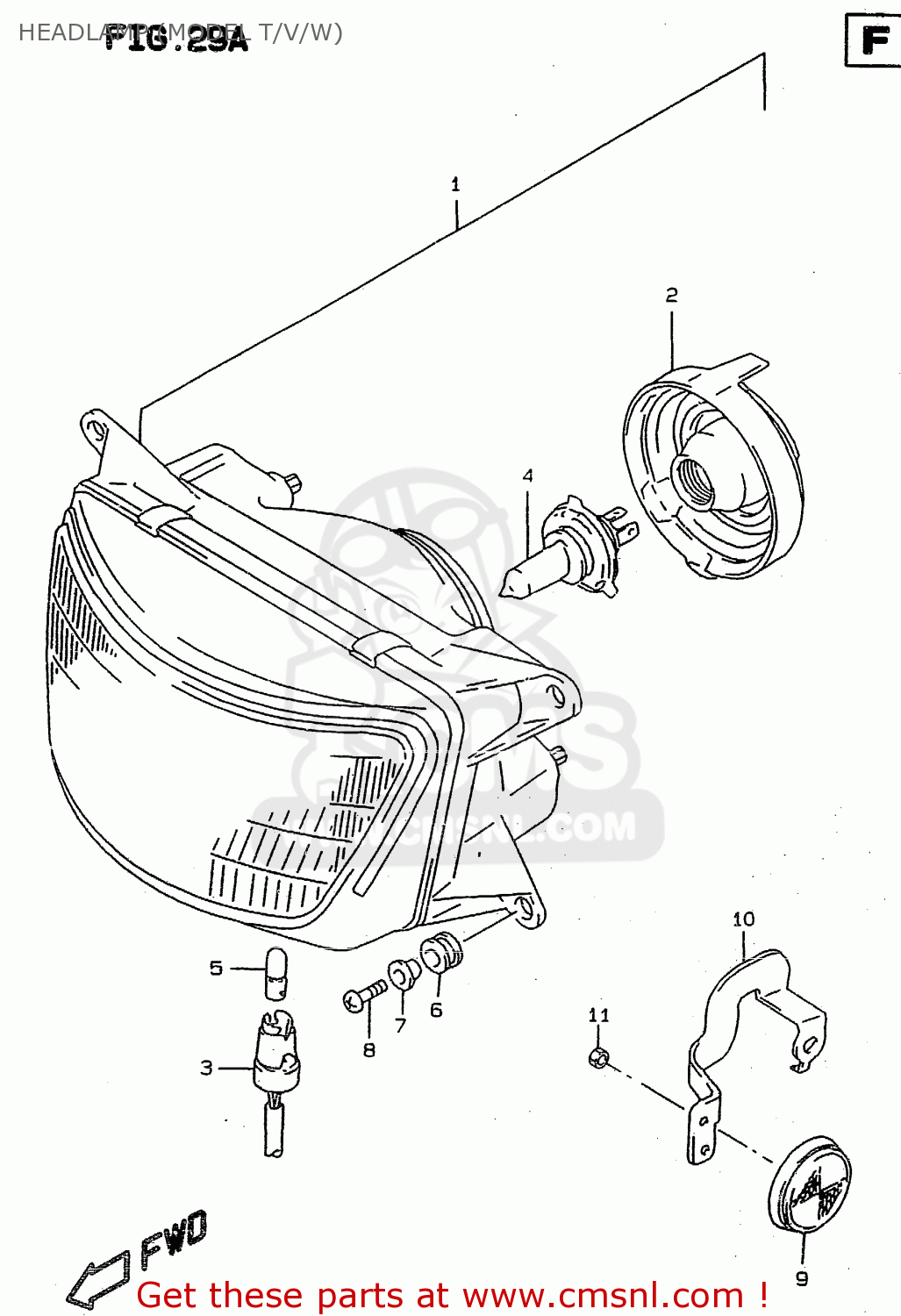 HEADLAMP (MODEL T/V/W) RF900R 1995 (S) (E02 E04 E18 E22 E24 E25 E34 E37)