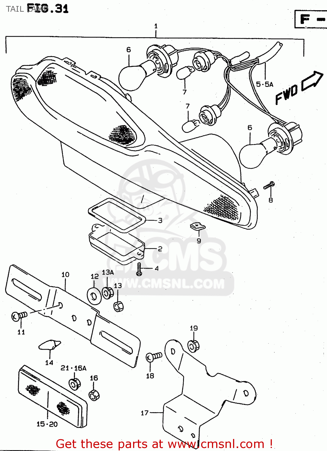 TAIL LAMP RF900R 1995 (S) (E02 E04 E18 E22 E24 E25 E34 E37)