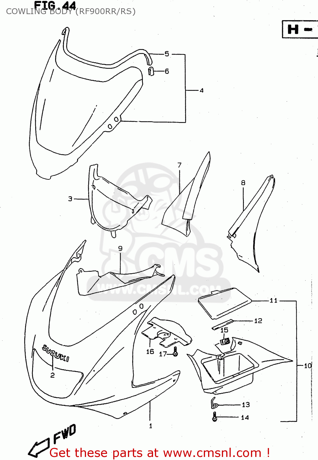 COWLING BODY (RF900RR/RS) RF900R 1995 (S) (E02 E04 E18 E22 E24 E25 E34 E37)