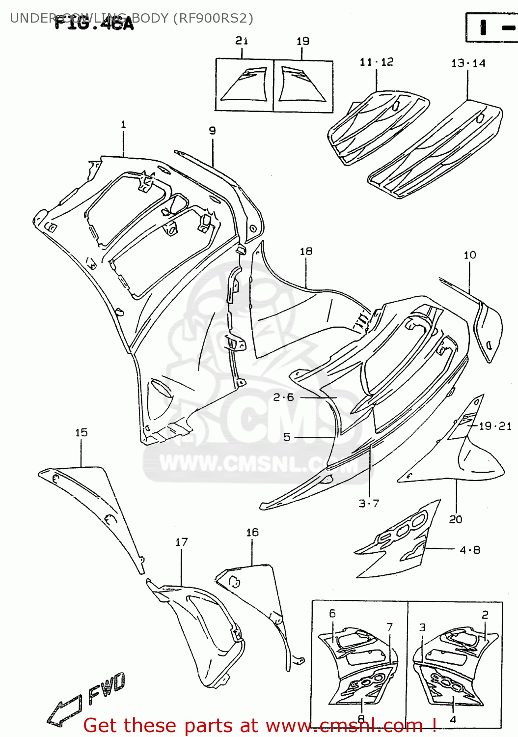 UNDER COWLING BODY (RF900RS2) RF900R 1995 (S) (E02 E04 E18 E22 E24 E25 E34 E37)