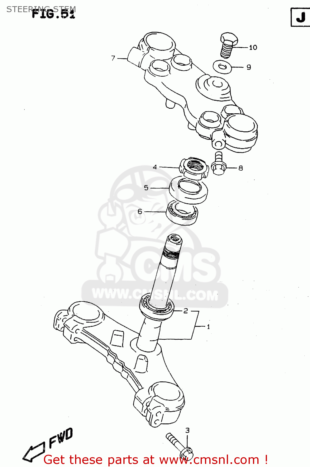 STEERING STEM RF900R 1995 (S) (E02 E04 E18 E22 E24 E25 E34 E37)