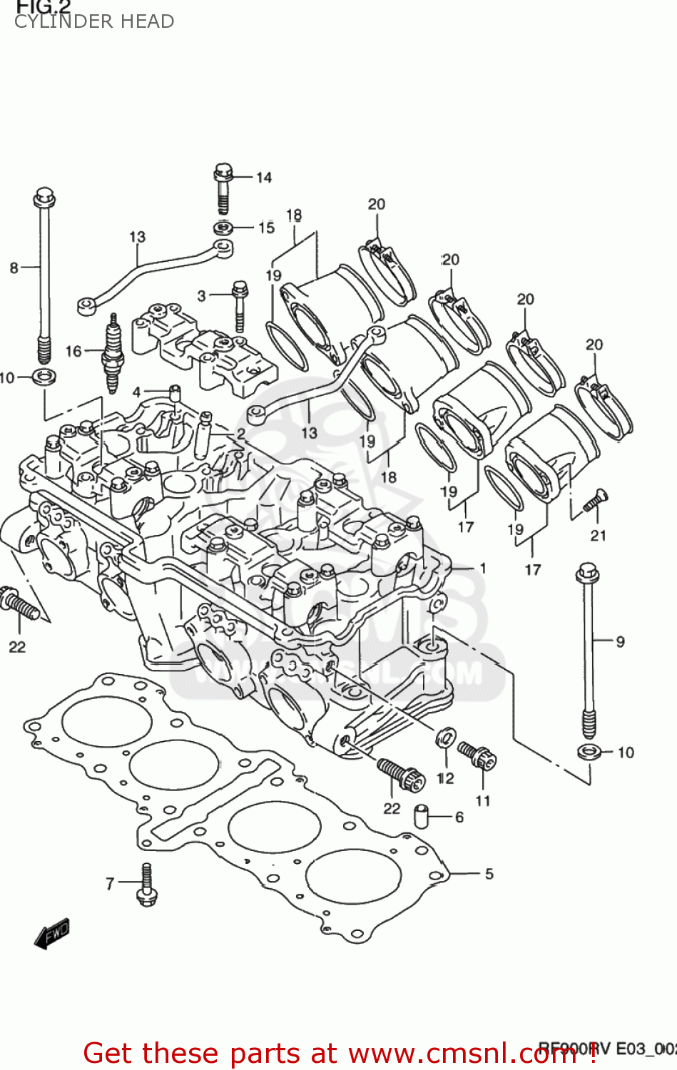 CYLINDER HEAD RF900R 1995 (S) USA (E03)