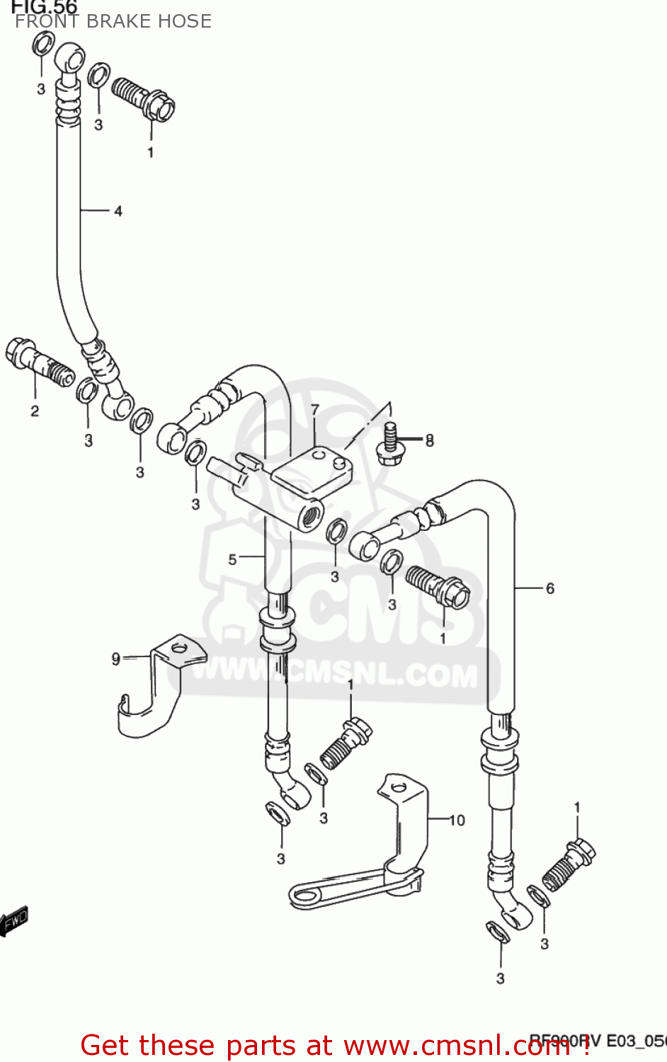 FRONT BRAKE HOSE RF900R 1995 (S) USA (E03)
