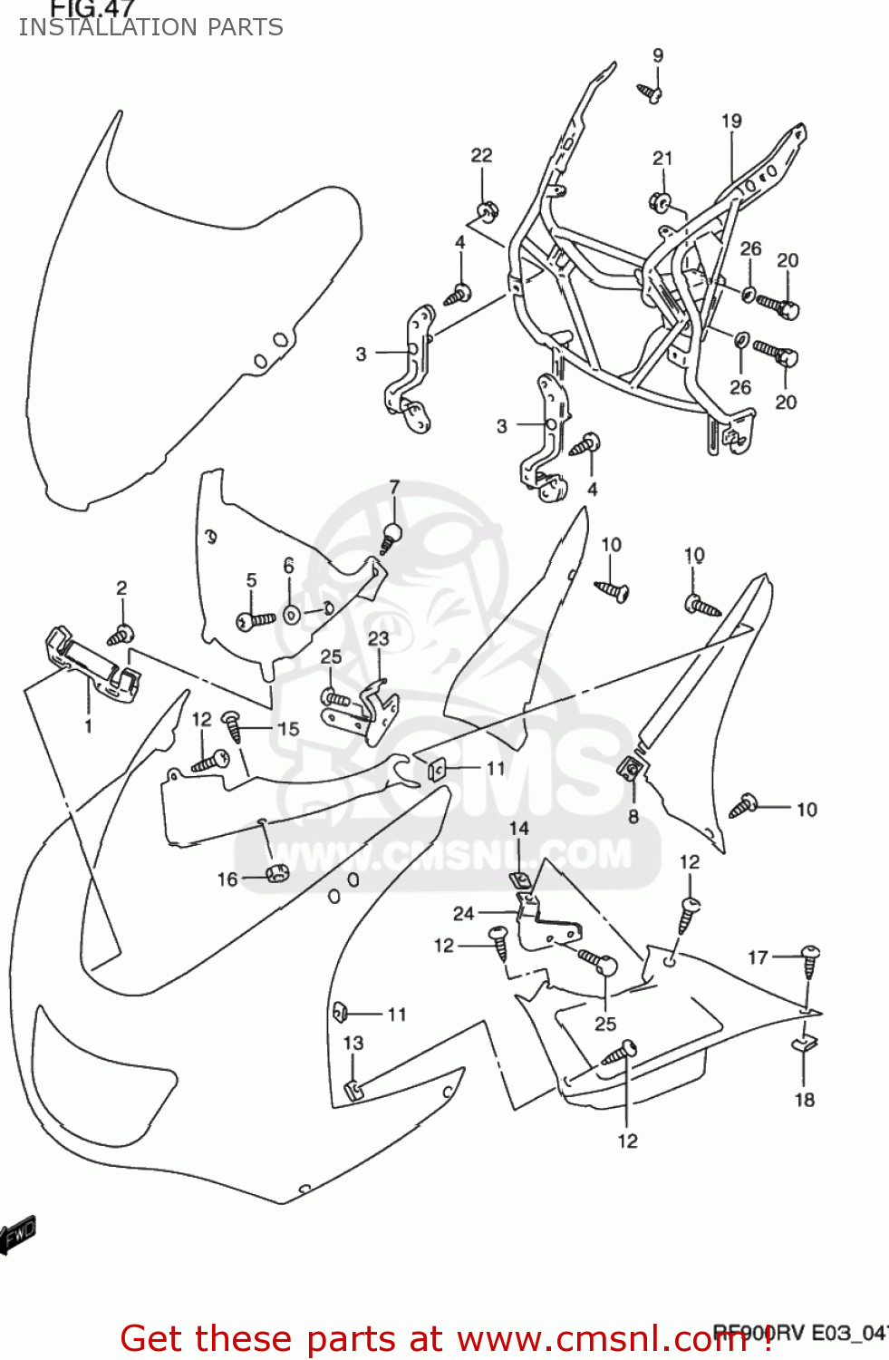 INSTALLATION PARTS RF900R 1995 (S) USA (E03)