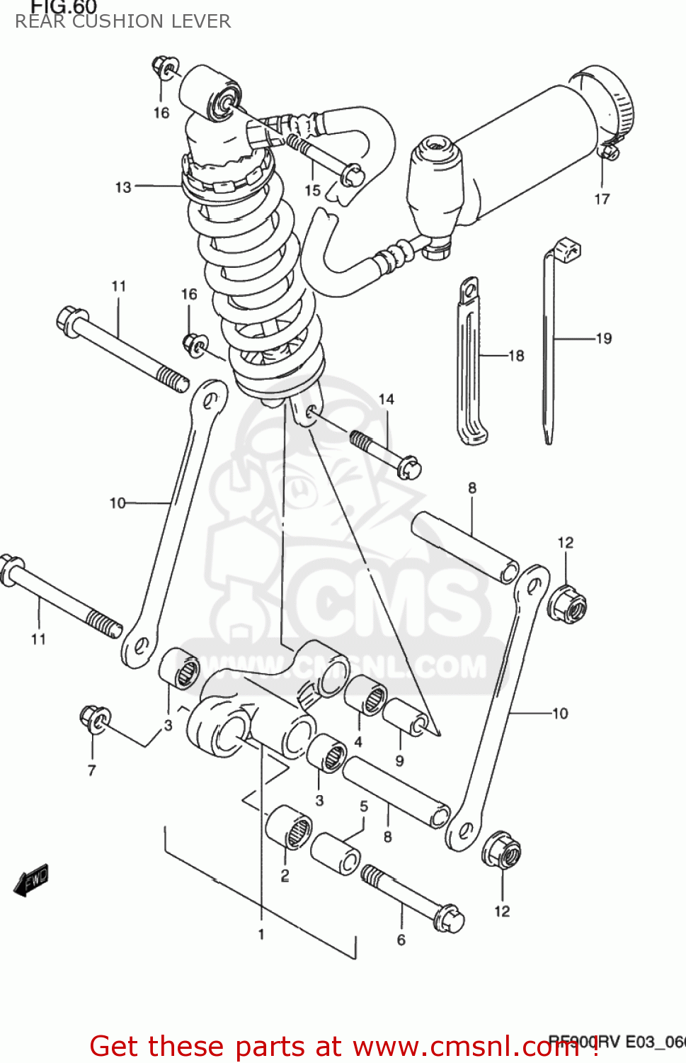 REAR CUSHION LEVER RF900R 1995 (S) USA (E03)